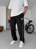 Men's Black Track Pants with Side Stripe