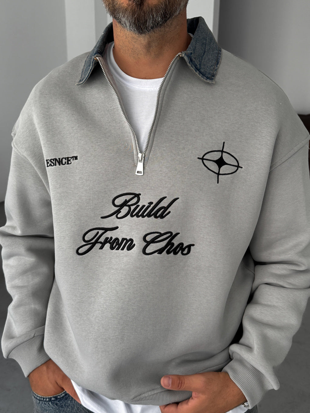 Premium Haider gry with zip neck oversize sweatshirt