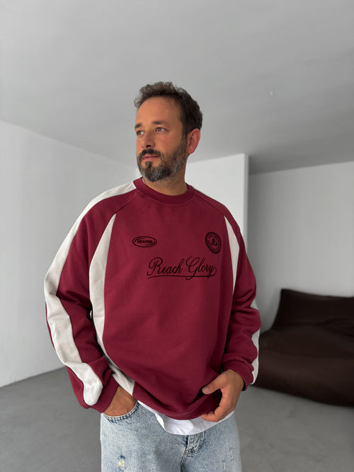 luxury Maroon whit side penal oversize  sweatshirt
